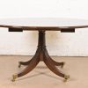 Baker Furniture Style Georgian Banded Mahogany Pedestal Extension Dining Table - Image 11