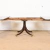 Baker Furniture Style Georgian Banded Mahogany Pedestal Extension Dining Table - Image 6