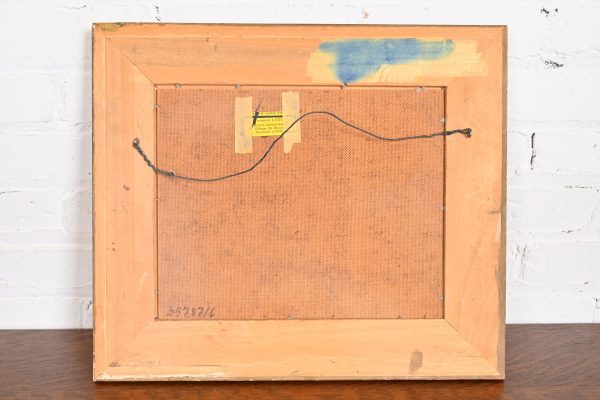 Original Signed Lakeside Mountain Landscape Oil Painting in Carved Giltwood Frame, 1960 - Image 10