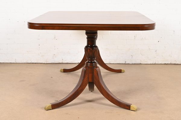 Drexel Georgian Mahogany Double Pedestal Extension Dining Table, Newly Refinished - Image 10