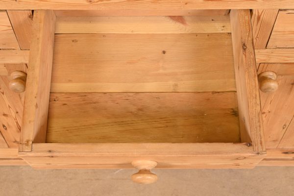 Antique Rustic Pine Sideboard Buffet With Hutch Top - Image 6