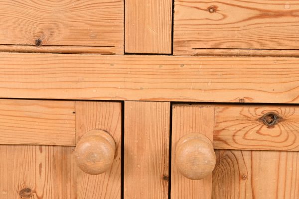 Antique Rustic Pine Sideboard Buffet With Hutch Top - Image 7