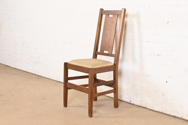 Gustav Stickley Antique Mission Oak Arts & Crafts H-Back Dining Chairs With Rush Seats, Set of Eight - Image 7