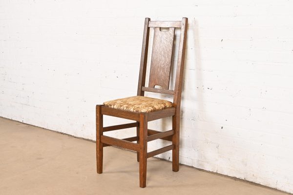 Gustav Stickley Antique Mission Oak Arts & Crafts H-Back Dining Chairs With Rush Seats, Set of Eight - Image 6