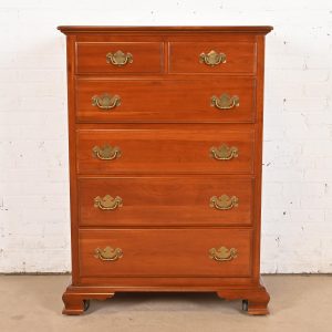 Ethan Allen Early American Solid Cherry Wood Six-Drawer Highboy Dresser