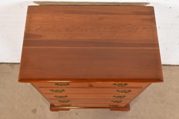Ethan Allen Early American Solid Cherry Wood Six-Drawer Highboy Dresser - Image 9