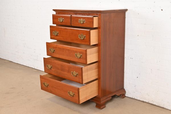 Ethan Allen Early American Solid Cherry Wood Six-Drawer Highboy Dresser - Image 6