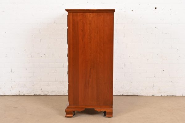 Ethan Allen Early American Solid Cherry Wood Six-Drawer Highboy Dresser - Image 10