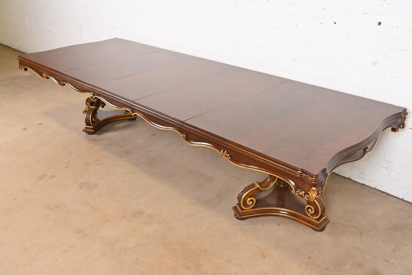 Karges French Regency Louis XVI Burled Walnut Double Pedestal Extension Dining Table, Newly Refinished - Image 2