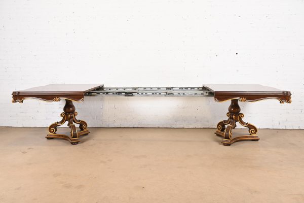 Karges French Regency Louis XVI Burled Walnut Double Pedestal Extension Dining Table, Newly Refinished - Image 6