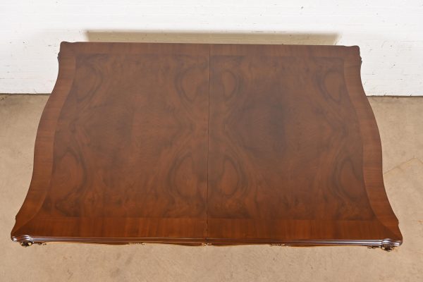 Karges French Regency Louis XVI Burled Walnut Double Pedestal Extension Dining Table, Newly Refinished - Image 8
