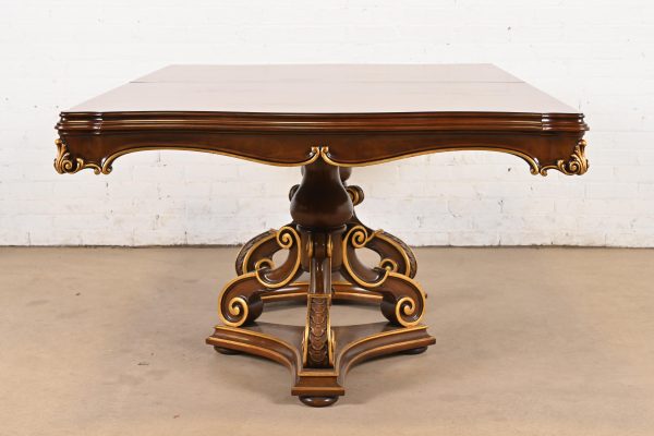 Karges French Regency Louis XVI Burled Walnut Double Pedestal Extension Dining Table, Newly Refinished - Image 10