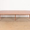 Directional Mid-Century Modern Cherry and Burl Wood Extension Dining Table, Newly Refinished - Image 2