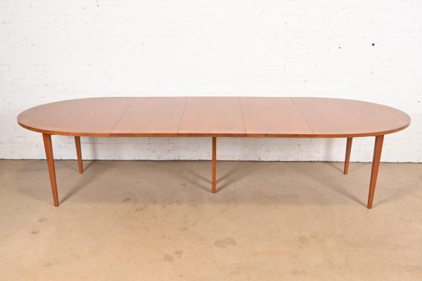 Directional Mid-Century Modern Cherry and Burl Wood Extension Dining Table, Newly Refinished - Image 2