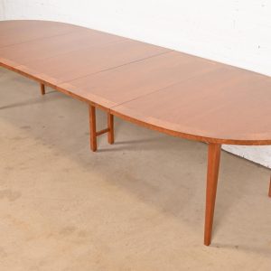 Directional Mid-Century Modern Cherry and Burl Wood Extension Dining Table, Newly Refinished