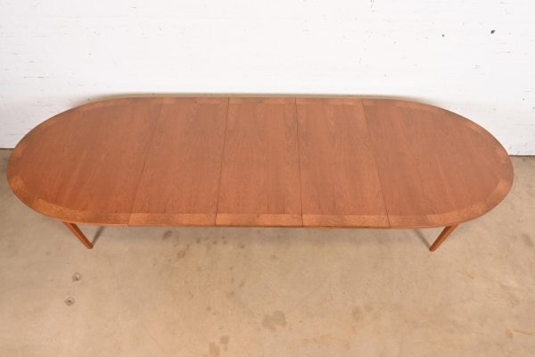 Directional Mid-Century Modern Cherry and Burl Wood Extension Dining Table, Newly Refinished - Image 5