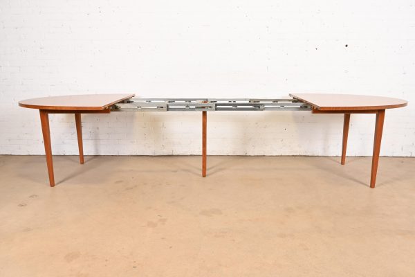 Directional Mid-Century Modern Cherry and Burl Wood Extension Dining Table, Newly Refinished - Image 6