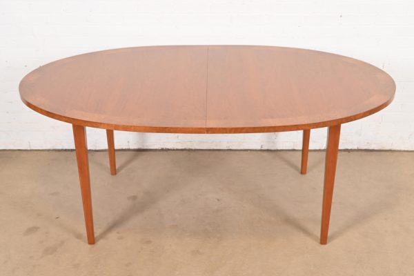 Directional Mid-Century Modern Cherry and Burl Wood Extension Dining Table, Newly Refinished - Image 7