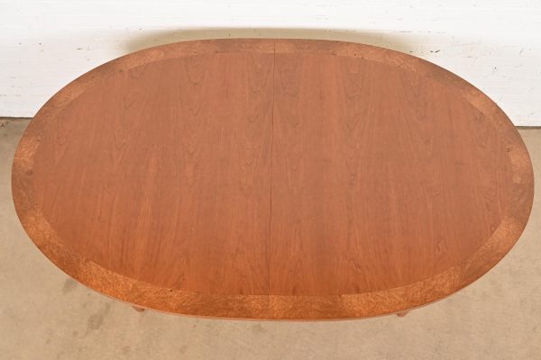 Directional Mid-Century Modern Cherry and Burl Wood Extension Dining Table, Newly Refinished - Image 8