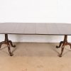 Henkel Harris Georgian Solid Mahogany Double Pedestal Extension Dining Table, Newly Refinished