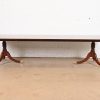 Baker Furniture Georgian Banded Mahogany Double Pedestal Extension Dining Table, Newly Refinished - Image 3