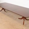 Baker Furniture Georgian Banded Mahogany Double Pedestal Extension Dining Table, Newly Refinished