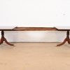 Baker Furniture Georgian Banded Mahogany Double Pedestal Extension Dining Table, Newly Refinished - Image 6