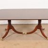 Baker Furniture Georgian Banded Mahogany Double Pedestal Extension Dining Table, Newly Refinished - Image 7