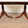 Baker Furniture Georgian Banded Mahogany Double Pedestal Extension Dining Table, Newly Refinished - Image 9