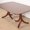 Baker Furniture Style Georgian Banded Mahogany Double Pedestal Extension Dining Table, Newly Refinished - Image 7