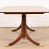 Baker Furniture Style Georgian Banded Mahogany Double Pedestal Extension Dining Table, Newly Refinished - Image 11