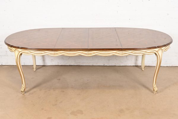 Karges French Provincial Louis XV Walnut and Parcel Painted Extension Dining Table, Circa 1960s - Image 2