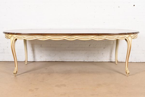 Karges French Provincial Louis XV Walnut and Parcel Painted Extension Dining Table, Circa 1960s - Image 3