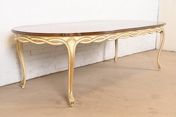 Karges French Provincial Louis XV Walnut and Parcel Painted Extension Dining Table, Circa 1960s - Image 4