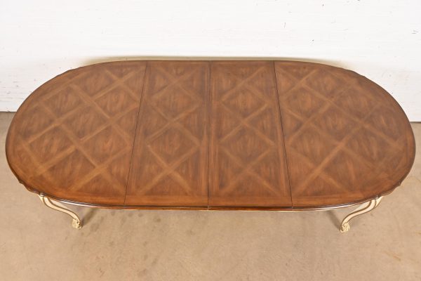 Karges French Provincial Louis XV Walnut and Parcel Painted Extension Dining Table, Circa 1960s - Image 5