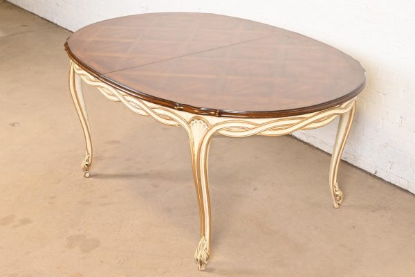 Karges French Provincial Louis XV Walnut and Parcel Painted Extension Dining Table, Circa 1960s - Image 8