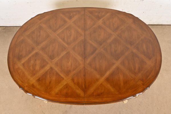 Karges French Provincial Louis XV Walnut and Parcel Painted Extension Dining Table, Circa 1960s - Image 9