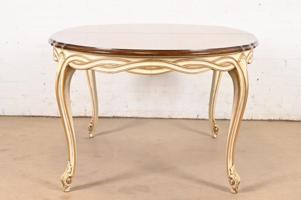 Karges French Provincial Louis XV Walnut and Parcel Painted Extension Dining Table, Circa 1960s - Image 10
