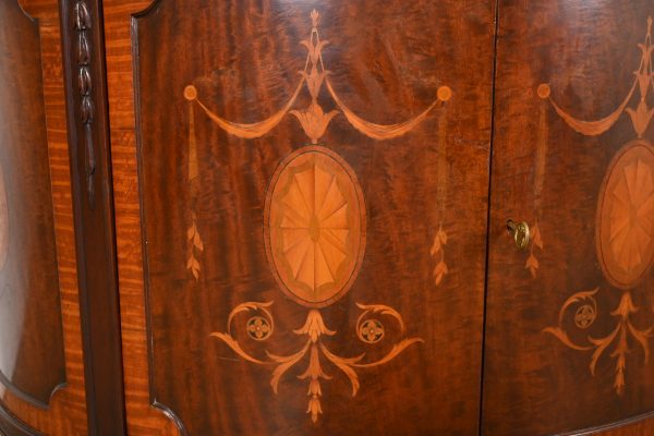 Baker Furniture French Regency Louis XVI Mahogany and Inlaid Marquetry Demilune Consoles or Bar Cabinets, Circa 1960s - Image 6
