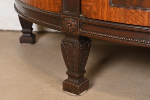 Baker Furniture French Regency Louis XVI Mahogany and Inlaid Marquetry Demilune Consoles or Bar Cabinets, Circa 1960s - Image 8