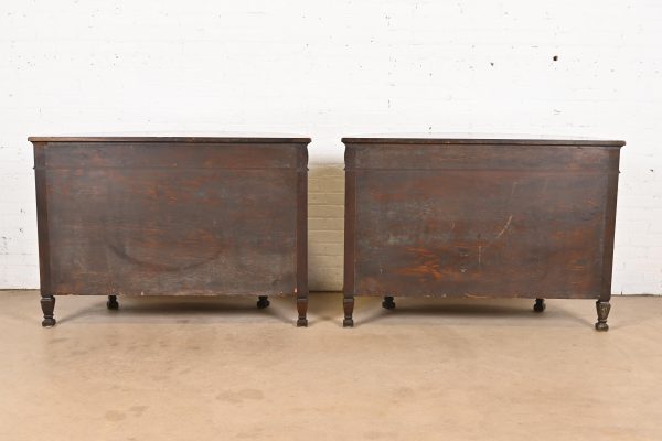 Baker Furniture French Regency Louis XVI Mahogany and Inlaid Marquetry Demilune Consoles or Bar Cabinets, Circa 1960s - Image 11