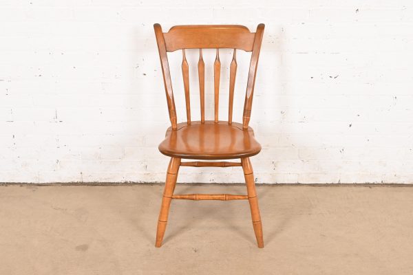 Ethan Allen American Carved Solid Maple Spindle Back Side Chair or Desk Chair - Image 3