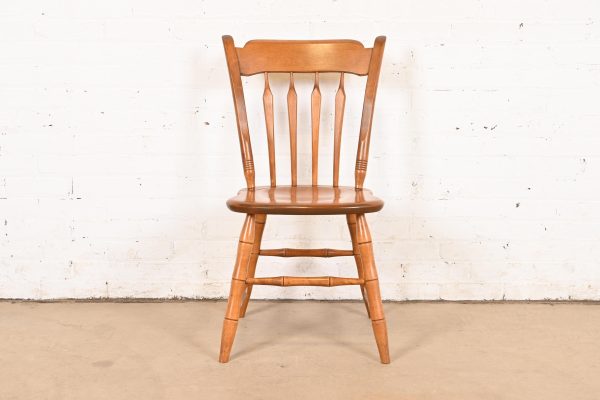 Ethan Allen American Carved Solid Maple Spindle Back Side Chair or Desk Chair - Image 2