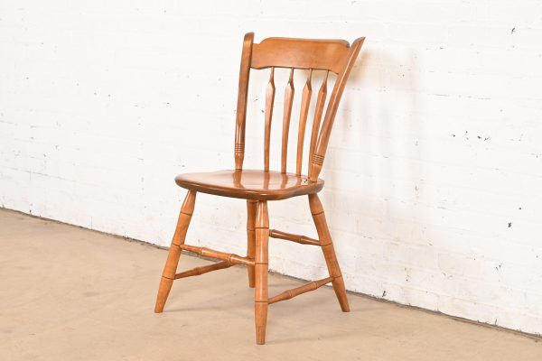 Ethan Allen American Carved Solid Maple Spindle Back Side Chair or Desk Chair