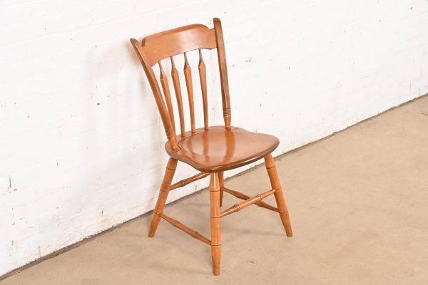 Ethan Allen American Carved Solid Maple Spindle Back Side Chair or Desk Chair - Image 4
