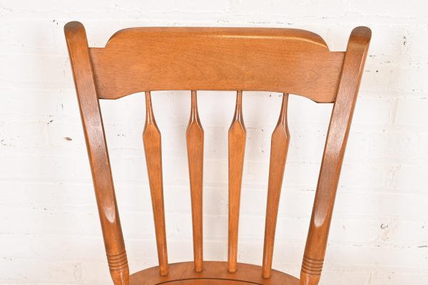 Ethan Allen American Carved Solid Maple Spindle Back Dining Chairs or Side Chairs, Pair - Image 6
