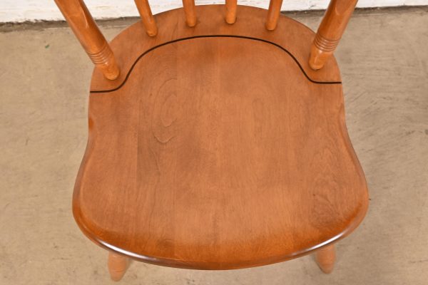 Ethan Allen American Carved Solid Maple Spindle Back Dining Chairs or Side Chairs, Pair - Image 7