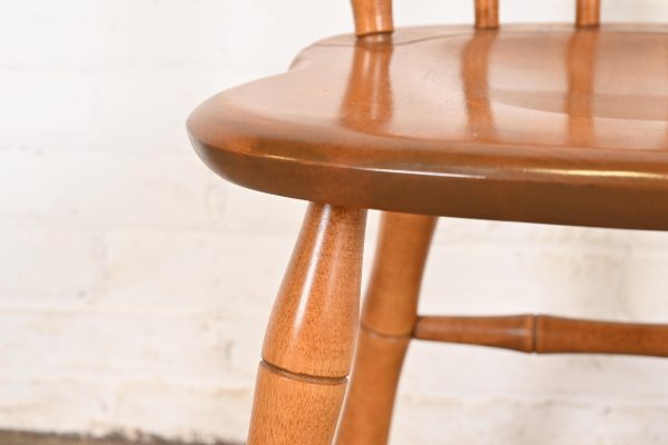 Ethan Allen American Carved Solid Maple Spindle Back Dining Chairs or Side Chairs, Pair - Image 8