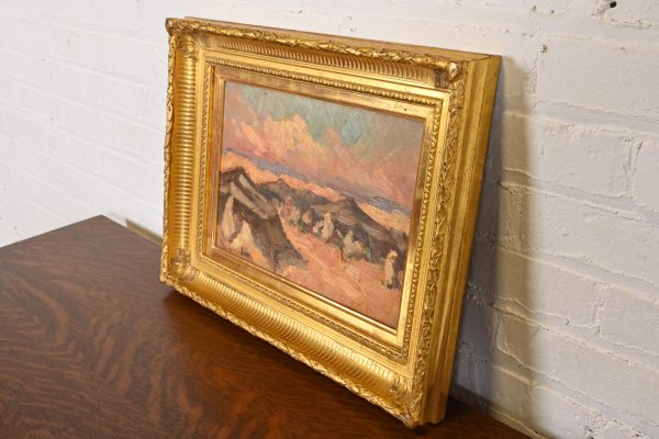 Original Signed Desert Landscape Oil Painting in Carved Giltwood Frame - Image 3