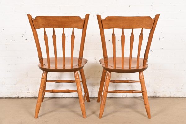 Ethan Allen American Carved Solid Maple Spindle Back Dining Chairs or Side Chairs, Pair - Image 10